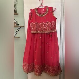 Elegant Pink and Gold Embellished Dress